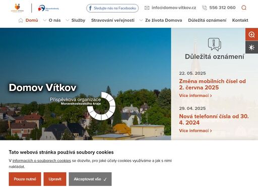 domov vítkov, zřízený moravskoslezským krajem, poskytuje sociální služby: domov pro seniory, domov se zvláštním režimem a chráněné bydlení.