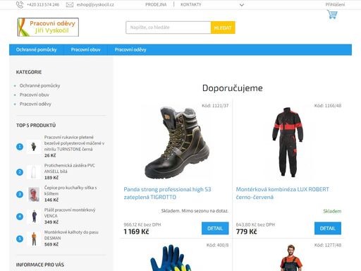 homepage. vítáme vás v eshopu pracovních oděvů jiří vyskočil.