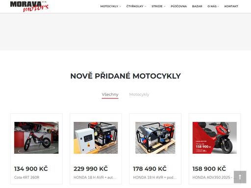 motoshop – prodej, servis motocykly, čtyřkolky, pitbike, zahradní technika. značky honda, kymco, arcticcat, tgb, access, linhai, motowell, loncin, tauris