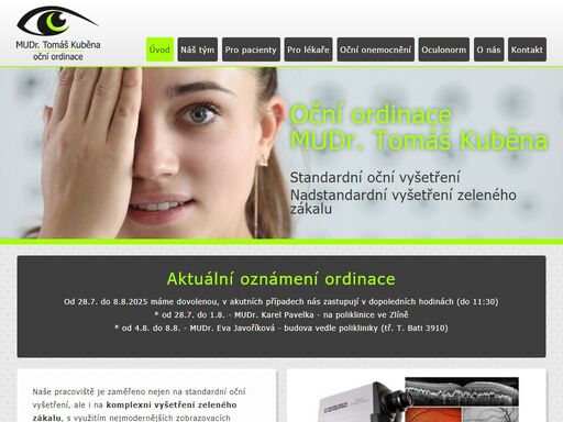 nejkomplexnější vyšetření zeleného zákalu s využitím nejmodernějších zobrazovacích metod.