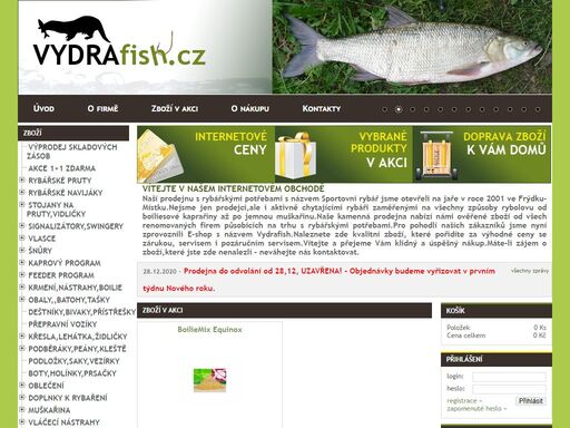 internetový  a kamenný obdhod s rybářskými potřebami