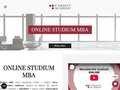 cardiff academy nabízí online studium mba s možností výběru z 13 specializací manažerského vzdělávání. online studium je rovnocennou alternativou k prezenčnímu vzdělávání, která umožňuje studium odkudkoliv a kdykoliv.