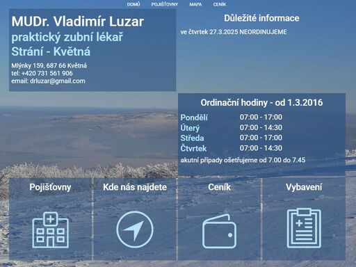 praktický zubní lékař strání - květná. zubař mudr. vladimír luzar ordinační hodiny
