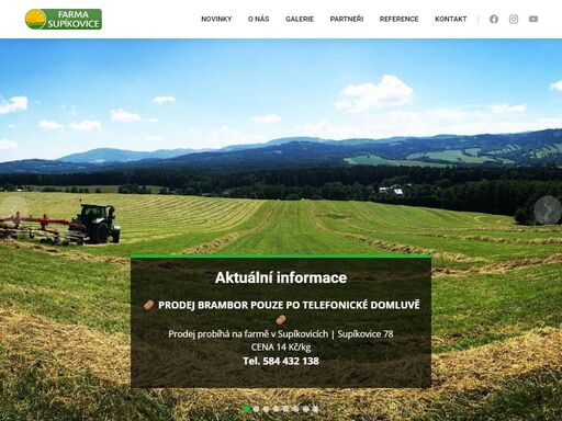 farma supíkovice - jsme pěstiteli brambor pod značkou supíkovické brambory, dále se zaměřujeme na pěstování pšenice, ječmene, řepky, máku a táké se věnujeme chovu skotu.