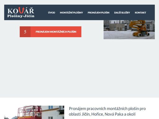 pronájem montážních plošich v okolí města jičín, hořice, nová paka, sobotka.