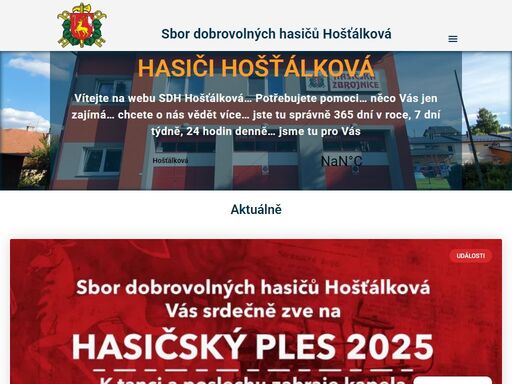 hasiči hošťálková - oficiální stránky - aktuálně konané události nedávné zásahy kontakt technika o nás pomoc... jsme tu pro vás sdh hošťálková
