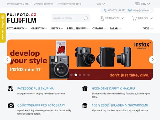 fujifoto.cz | specializovaná prodejna na prodej fototechniky fujifilm | fotoaparáty řady x a gfx, instax, objektivy, foto příslušenství | bazar a půjčovna | tisk fotografií