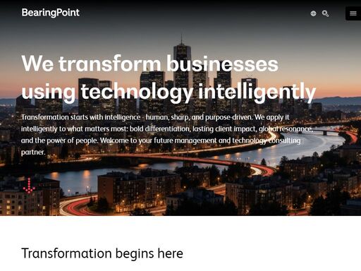 bearingpoint is an independent management and technology consultancy with european roots and a global reach, offering consulting, products, and capital services.