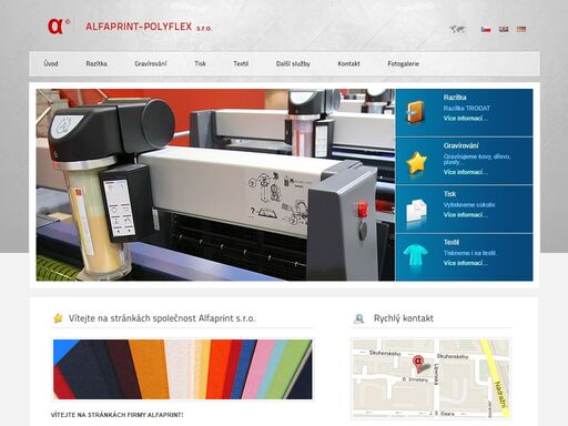 ji? od roku 1994 poskytujeme na?im klient?m komplexn? reklamn? slu?by. jde nap??klad o -        orienta?n? syst?my budov, mosazn? firemn? tabule, dve?n? ?t?tky, reklamn? tabule s polepem - zna?en? produkce laserov?m popisem, produkce v?robn?ch ?t?tk? z kovov?ch materi?l? zna?en?ch laserem - textiln? v?robky opat?en? v??ivkou, potiskem nebo grav?rov?n?m - plnobarevn? samolepic? etikety z pvc i pap?rov? pro interi?r i exteri?r - reklamn? p?edm?ty opat?en? tamponov?m potiskem, laserov?m grav?rov?n?m nebo v??ivkou. na?i klienti maj? z?ruku profesion?ln? p??e.