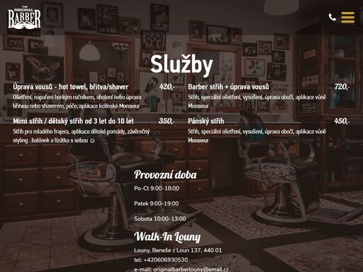 walk-in louny, pánské holičství a kadeřnictví