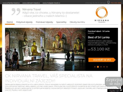 cestovní kancelář nirvana travel s.r.o. - zájezdy do exotiky, srí lanky, vietnamu, malajsie aj.