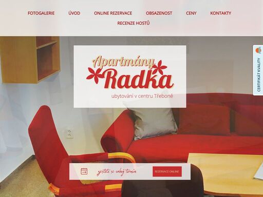 dopřejte si relax a pohodu v nových apartmánech v třeboni, v blízkosti lázní a centra města, přijeďte si odpočinout.
apartmány radka pro vás připravily útulné a komfortně vybavené ubytování v centru města.