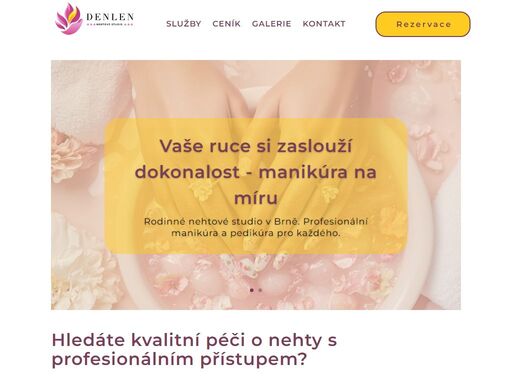 nehtové studio denlen v brně – profesionální manikúra, pedikúra a modeláž nehtů v příjemném rodinném prostředí. kvalitní péče, individuální přístup a precizní práce. objednejte se online a dopřejte si krásné a zdravé nehty!