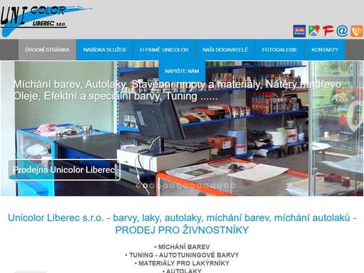 unicolor liberec sro  efektní speciální barvy autolaky míchání barev různých odstínů autolaky laky autolakýrnické pro autolakovny stavební barvy fasádní barva průmyslové pomocné materiály pro autolakýrníky vrchní laky plniče tmely pásky brusiva brusivo pro ošetření spodku vozidla spodek vozu auta barvy na dřevo lazury vrchní lak základ základy impregnační nátěry betacolor coverplast mipa-paints elefant-chemie mobacc sadolin amka trading liberecký kraj jablonec nad nisou