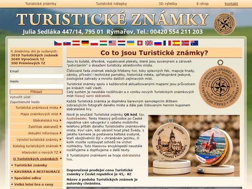 turistické známky - kulaté, dřevěné, vypalované plakety jako suvenýr a potvrzení o dosažení turisticky atraktivního místa.