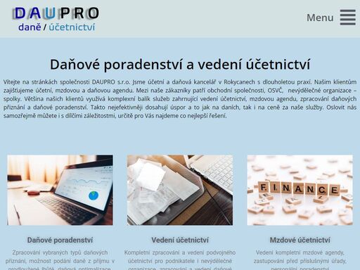 vítejte na stránkách společnosti daupro s.r.o. jsme účetní a daňová kancelář v rokycanech s dlouholetou praxí. našim klientům zajišťujeme účetní, mzdovou a