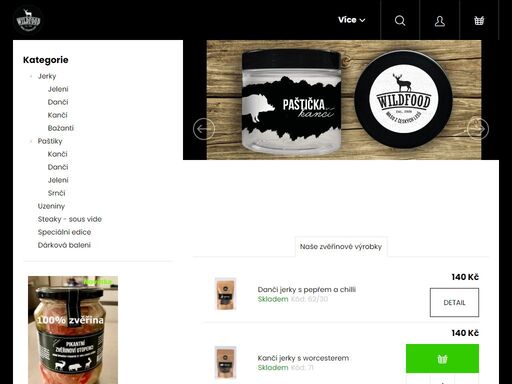 wild food- maso z českých lesů!. wild food s.r.o. - maso z českých lesů. vyzkoušejte naše kvalitní paštiky, uzeniny, jerky, sous vide steaky a chlazené maso. naše produkty jsou vyrobeno výhradně z lovené kvalitní zvěřiny z českých lesů!