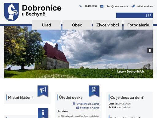 oficiální webové stránky obce dobronice u bechyně