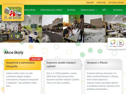 webové stránky mateřské a základní školy hazlov. úvodní rozcestník po webu.