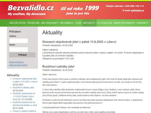 hlavní činností naší firmy je výroba a rozvoz čerstvých chlazených jídel do firem a institucí v lokalitách ústí nad labem, děčín, litoměřice, louny, liberec, litvínov, most, chomutov, kadaň, žatec, kladno, slaný, rakovník, mladá boleslav, turnov, jičín, jablonec n.nisou, semily, praha, říčany, brandýs n.labem, beroun, černošice