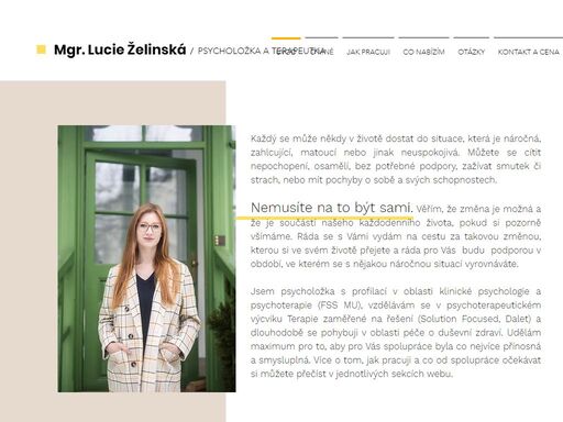 nabízím psychologické konzultace a individuální terapii v centru brna. krátké objednací lhůty, termíny v podvečerních hodinách a možnost online objednání. jsem psycholožka a terapeutka a ráda vás podpořím   během náročného období i na cestě za změnou, kterou si přejete.