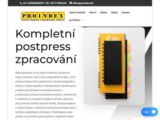 výsek hmatníků, spirálová vazba, kulacení rohů