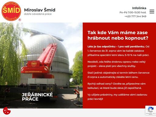 miroslav šmíd - výkopové a zemní práce. prodáváme betonové jímky a panely spiroll. demoliční práce a jeřábnické práce.