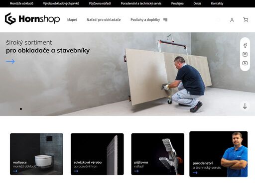 hornshop nabízí široký výběr stavebních materiálů, velkoformátových obkladů a profi nářadí. najdete u nás vše pro stavbu i rekonstrukci s odbornou podporou.