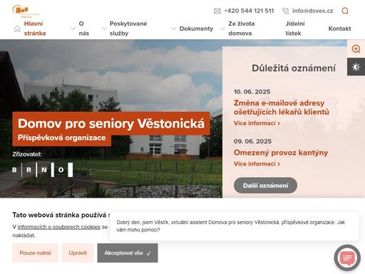 domov pro seniory věstonická p. o. je celodenní pobytové zařízení, které nabízí 104 lůžek v domově pro seniory a 300 lůžek v domově se zvláštním režimem.