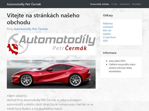 stránky a eshop firmy auto-moto čermák.