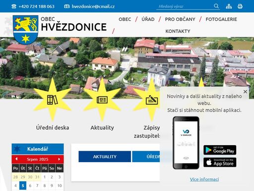 oficiální stránky obce hvězdonice