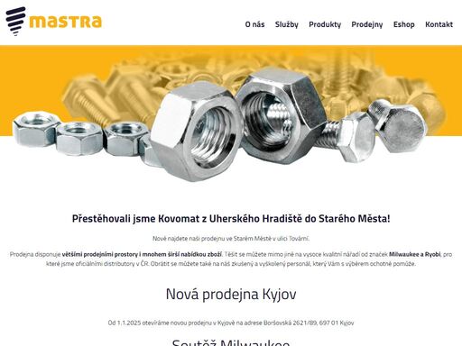 velkoobchodní a maloobchodní prodej spojovacího materiálu ve znojmě, traplicích a staré městě u uh. šrouby, matice, podložky, závitové tyče a jiné.