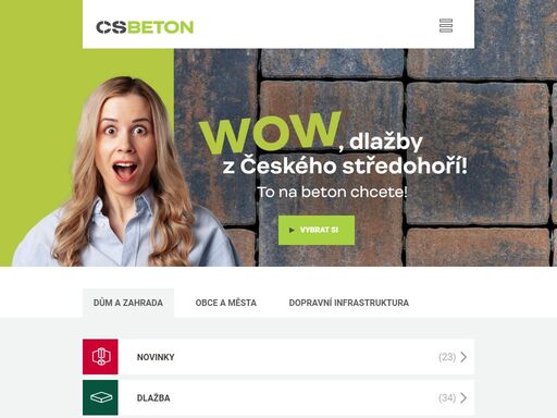 zabýváme se výrobou betonové zámkové dlažby a dalších betonových prvků pro zahradní i dopravní infrastrukturu již od roku 1992. cs-beton - stavby jako z kamene!