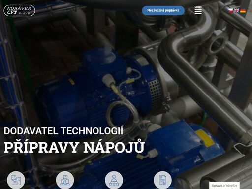 zařízení a procesní technologie přípravy nápojů odfirmy morávek cft s provozovnami v hradci králové a novém bydžově.