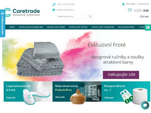nakupujte profesionální vybavení hotelu a hotelové doplňky za výhodné ceny. hotelová kosmetika, vůně, hotelový textil a další hotelové vybavení na caretrade.