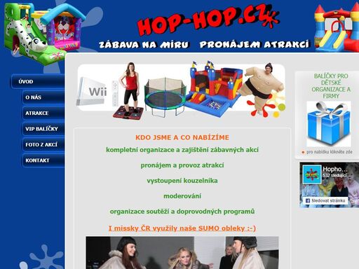 pronajem skákacích hradů, trampolíny a dalších atrakcí + pořádaní akcí na míru