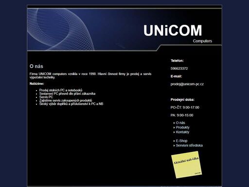 unicom prodej počítačů a notebooků, pc sestav, pc, notebooky, nb, digitální fotoaparáty, mp3, dvd, cd, lcd, grafické karty, monitory, tiskárny, hardware 