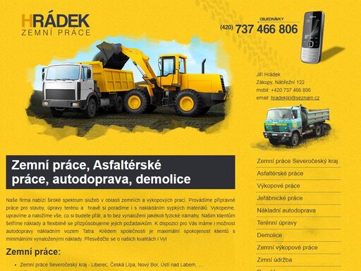 zemní práce, stavební stroje, výkopové práce, nákladní autodoprava, terénní úpravy, zimní údržba, recyklace, kameny, pronájem stavebních strojů, bagry, autojeřáby, 