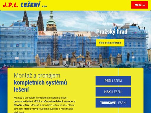 montáž a pronájem kompletních systémů lešení - haki, peri a trubkové lešení. 80.000 m2 lešení k pronájmu.