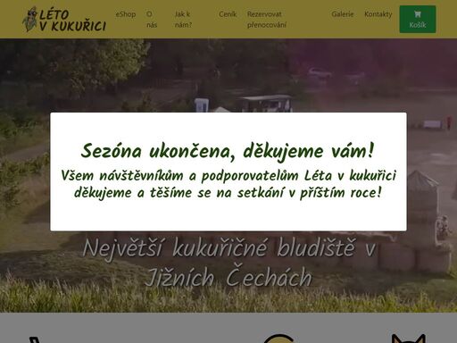 kukuřičné bludiště, kukuřičáci, obludiště největší kukuřičné bludiště u j. hradce - roseč. otevřeno každý den od 9 do 19 hod. po celou dobu letních prázdnin (od 29.6. do 1.9.2024). nocování, občerstvení...