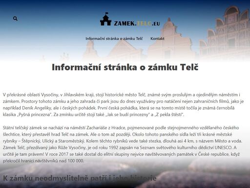 chystáte se na výlet po vysočině? pak určitě nevynechejte telčský zámek › zde naleznete ty nejdůležitější informace o zámku. vše přehledně a na jednom místě.