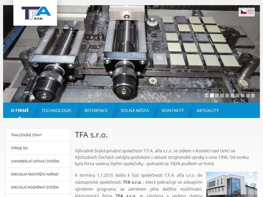 tfa - pneumatické tkalcovkské stavy, stroje a zařízení včetně montáže, díly z oceli, litiny, nerezu