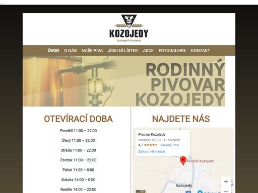 webové stránky rodinného pivovaru kozojedy