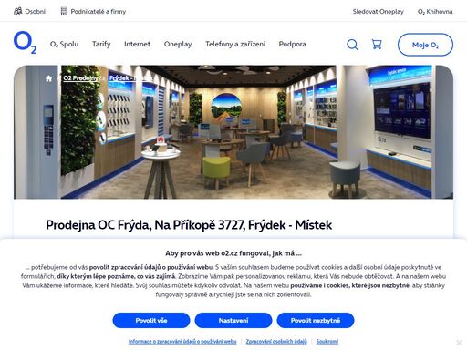 prodejna frýdek - místek - oc frýda, na příkopě 3727. o2 služby, telefony, zařízení a příslušenství nebo profesionální podpora a spoustu dalšího, to nabízejí všechny naše značkové prodejny.