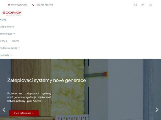 výroba a vývoj kotvicí techniky pro zateplovací systémy, technologie podlahového vytápění a chlazení, návrh zateplovacích systémů etics, zabezpečení fasád
