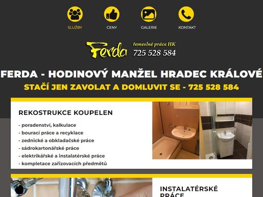 řemeslné práce hradec králové provádí hodinový manžel ferda - roman krupka