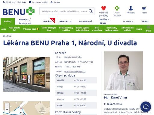 ?bezbariérová lékárna s otevírací dobou pondělí až pátek od 7.30-19.30 hod. milý kolektiv si vás vyslechne, odborně zkonzultuje obtíže a doporučí řešení.?
