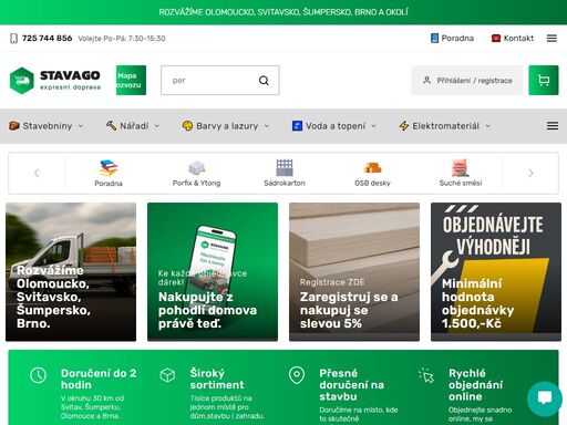 stavago.cz. ?? expresní doprava stavebních materiálů – rychle, přesně a až na místo stavby
dovezeme vám materiál až na stavbu – bez zdržení
dovážíme do 30 km od svitav, olomouce, šumperka a brna – přímo na stavbu, dílnu nebo domů.
expedice už do 24 hodin
na nic nečekáte – většinu zakázek doručíme následující…