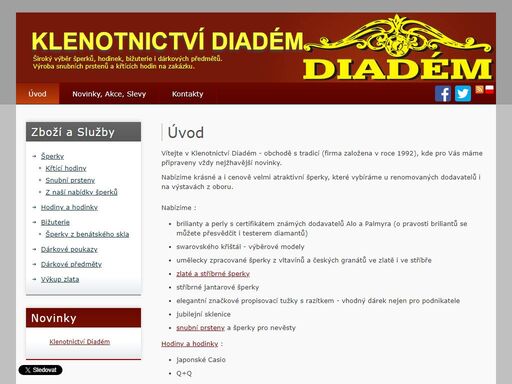 široký výběr šperků, přívěsků, prstenů, řetízků, náramků, náušnic, hodinek, bižuterie i dárkových předmětů. výroba snubních prstenů a křtících hodin na zakázku.