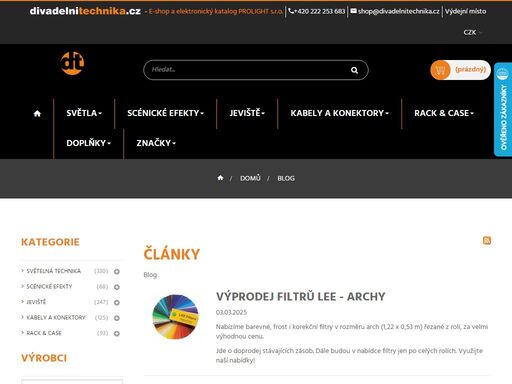 e-shop s produkty scénické a studiové techniky nejen pro osvětlovače a zvukaře... 